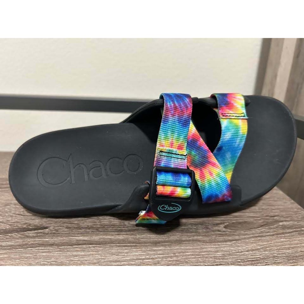 Chaco Chillos Slide Sandals Womens 8 Tie Dye Rainbow Adjustable Sport JCH108782
